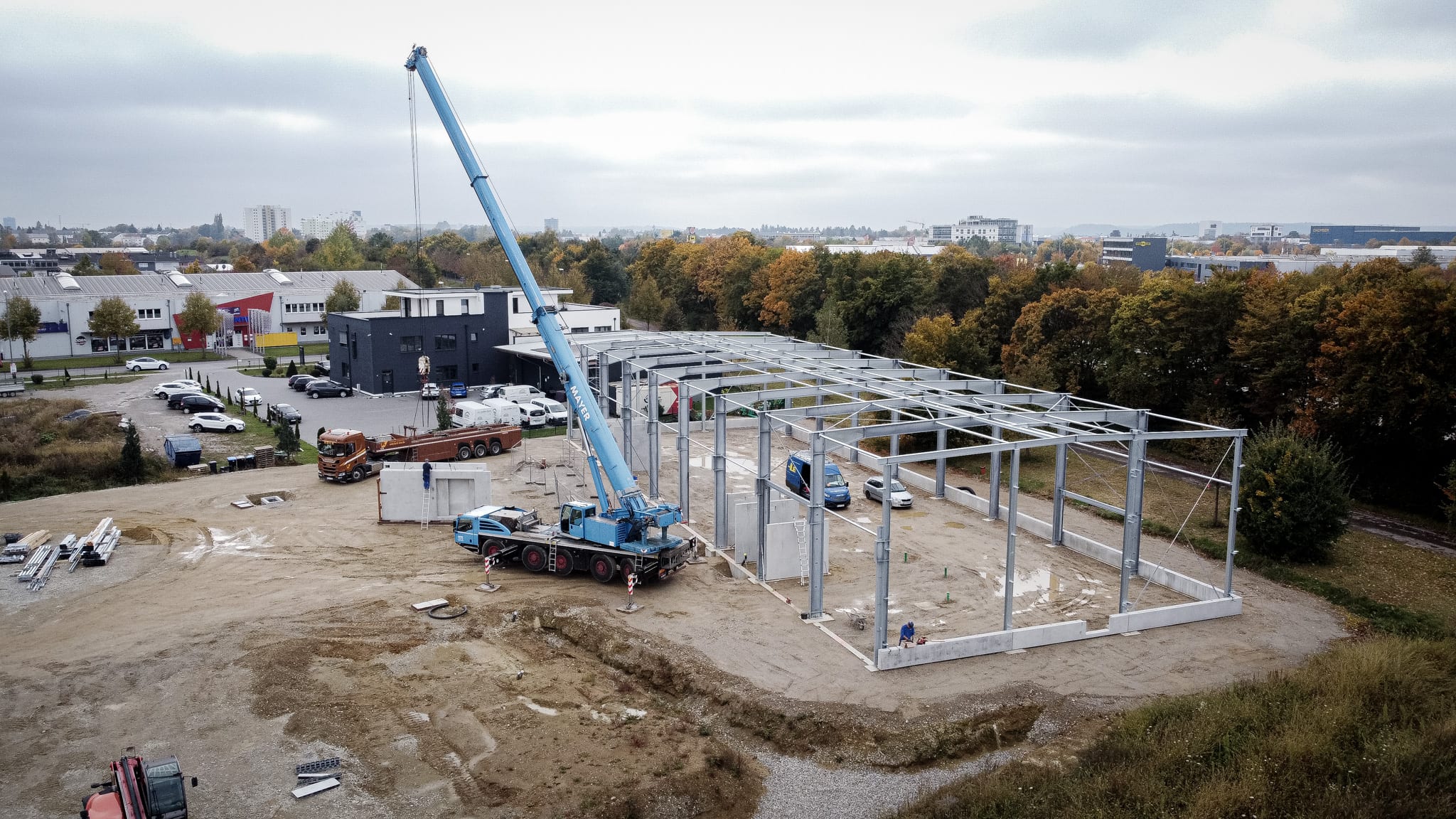 Montage der Lagerhalle Gersthofen