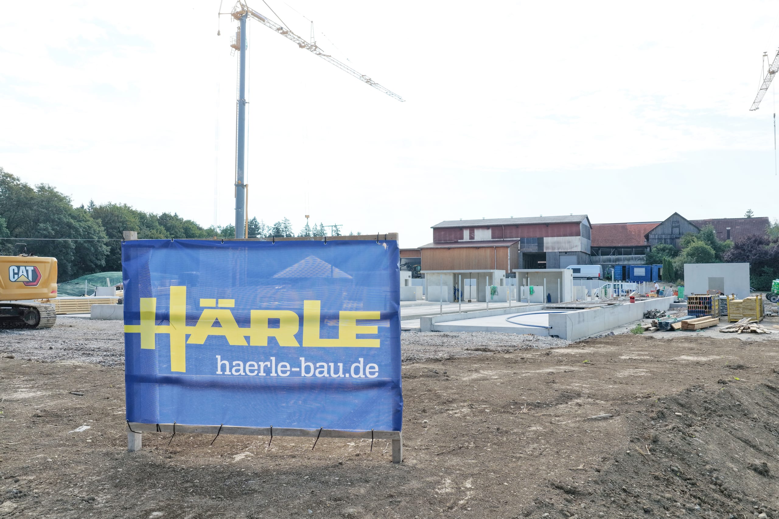 Härle-Banner auf der Baustelle Milchviehstall Leutkirch